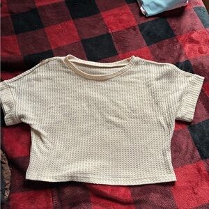 SHEIN Cream Waffle Knit Crop Top